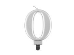 Lumânare cu număr metalic argintiu - 0 - zero