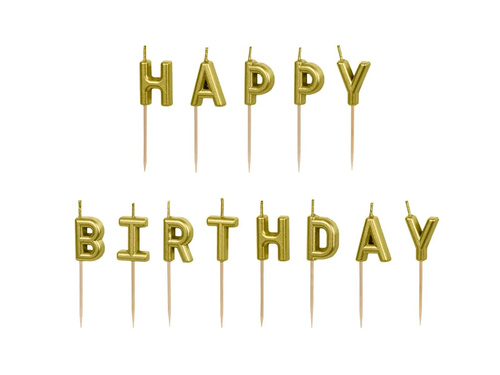 Pikers lumânări Happy Birthday semn - auriu