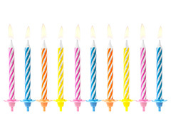 Lumânări aniversare culori mixte - 10 buc.