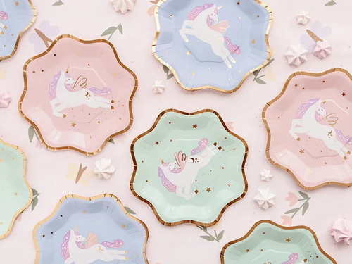 Farfurii aniversare unicorn - 18 cm - 6 buc.