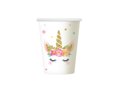 Cupe aniversare Unicorn Flower - 266 ml - 6 buc.