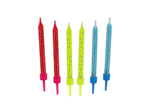 Lumânări aniversare cu sclipici - 12 buc.