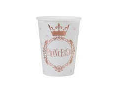 Cupe aniversare Princesse cu coroană aurie - 270 ml - 10 buc.
