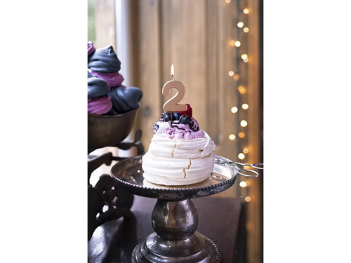 Lumânare numărul doi aur roz - 2 - 1 buc.