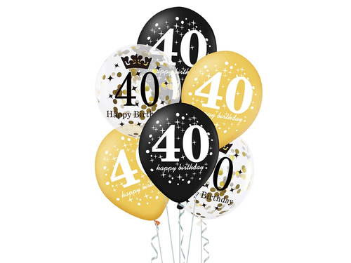 Baloane din latex imprimate pentru patruzeci - 30 cm - 6 buc.