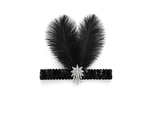 Bentiță retro cu pană neagră - 1 buc.