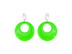 Cercei clip cercuri verde neon