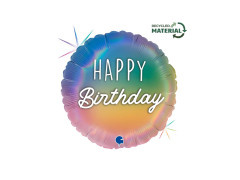Balon rotund din folie Happy Birthday - 14" - 1 buc.