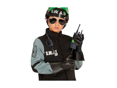 Mănuși negre de caracter din material asemănător pielii - pentru copii