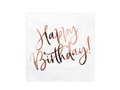 Șervețele Happy Birthday roz auriu - 33 cm - 20 buc.