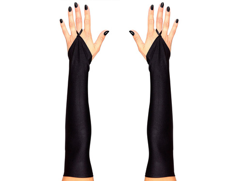 Satin negru mănuși de carnaval fără degete