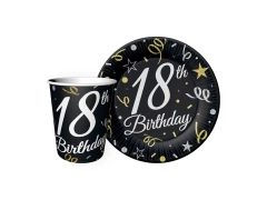 Set de hârtie neagră pentru a 18-a aniversare 24 buc.