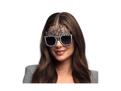 Ochelari de petrecere bling bling "Happy New Year" argintiu