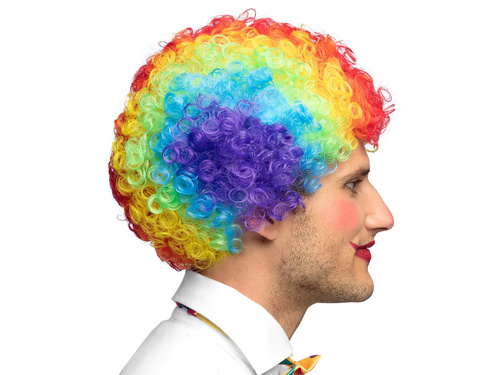 Peruca Afro Clown multicoloră - 1 buc.