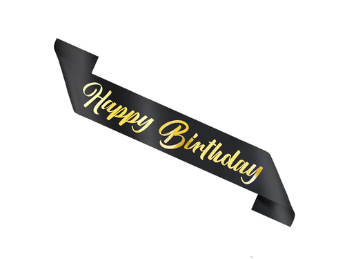 Eșarfă aniversare fericită negru - 1 buc.