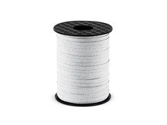 Panglică decorativă pentru baloane - glitter - argintiu - 225 m.