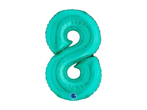 Balon din folie numărul 8 turcoaz - 14" - 1 buc.