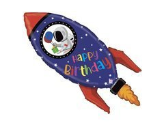 Balon din folie Happy Birthday Rocket - 102 cm - 1 buc.