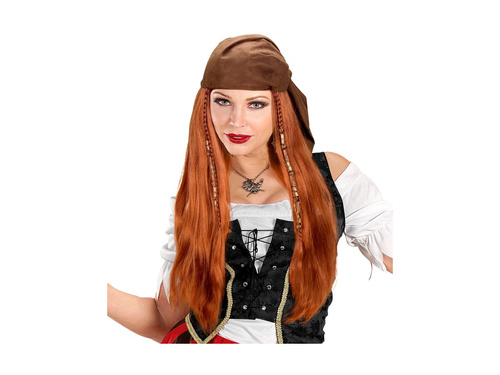 Peruca Piratul din Caraibe cu bandana din tesatura de piele de căprioară
