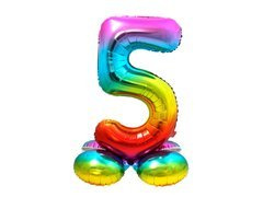 Balon vertical din folie numărul 5 curcubeu - 81 cm