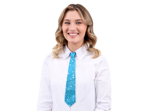 Cravată cu paiete - albastru - 36 cm - 1 buc.