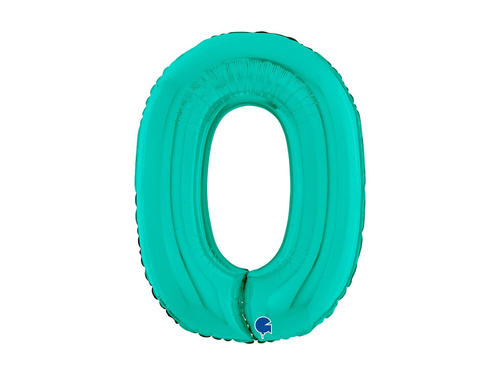 Balon din folie numărul 0 turcoaz - 26" - 1 buc.
