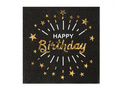 Șervețele Happy Birthday negru - 33 cm - 10 buc.