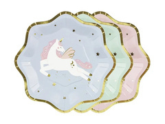 Farfurii aniversare unicorn - 18 cm - 6 buc.