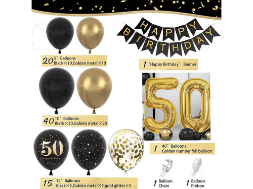 Balon ghirlandă balon set pentru aniversarea a cincizeci de ani - 80 buc.