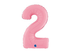 Balon din folie numărul 2 roz pastel - 26" - 1 buc.