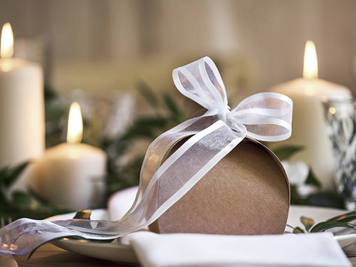 Panglică de sifon, alb, 25 mm / 25 m, 1 buc.