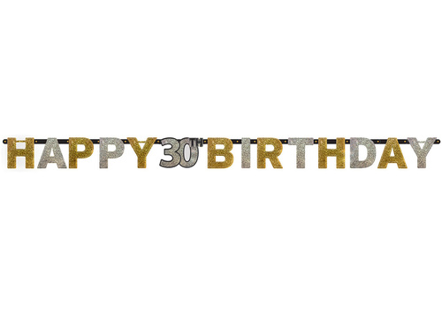 Happy Birthday banner pentru a treizecea aniversare - 240 cm - 1 buc.