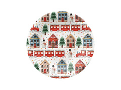 Farfurii de hârtie Christmas Town - 18 cm - 8 buc.