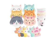 Set de hârtie pentru pisici - cești+șervețele+servețele - 24 buc.