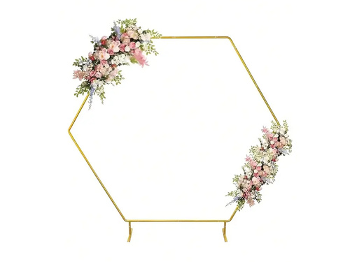 Cadru hexagonal auriu pentru baloane - 200 x 220 cm - 1 buc.