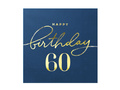Șervețele pentru a 60-a aniversare albastru marin - 33 cm - 10 buc.