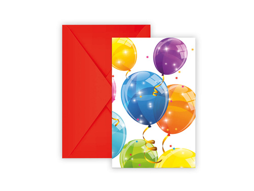 Invitații aniversare Baloane - 6 buc.