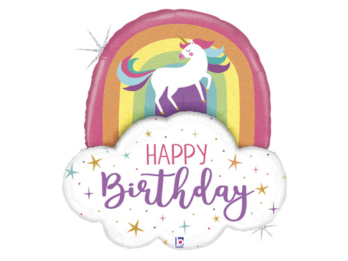 Balon cu folie Curcubeu și Unicorn - 89 cm - 1 buc.