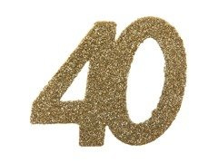 Decorațiune de masă cu sclipici număr 40 - 5 cm - 6 buc.