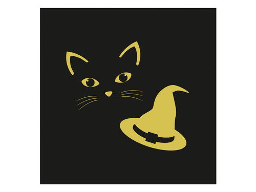 Set față de masă + cești + șervețele + farfurii de hârtie Vrăjitoare și pisică - 45 buc.