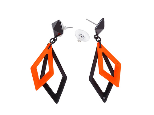 Cercei cu diamante portocalii și negre