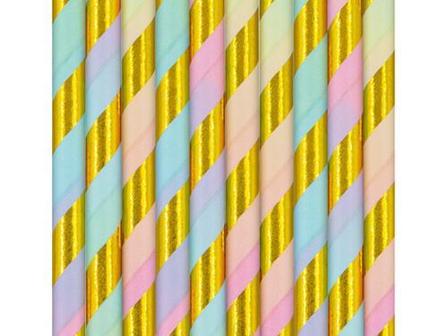 Paie de hârtie cu dungi colorate - 19,5 cm - 10 buc.
