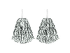 Pompoane metalice argintii pentru majorete - 2 buc.