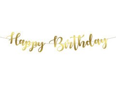 Banner auriu Happy Birthday - 110 cm - 1 buc.