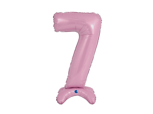 Balon din folie cu numărul 7 în picioare roz pastel - 64 cm - 1 buc.