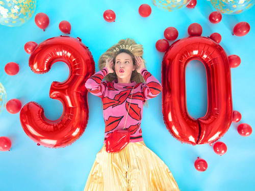 Balon din folie numărul 0 roșu - 86 cm - 1 buc.