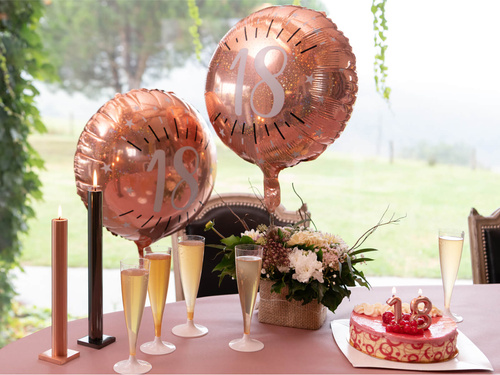 Balon din folie aurie cu imprimeu alb - 18 ani - 45 cm - 1 buc.