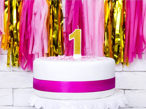 Lumânare numerică cu sclipici - 1 - 1 buc.