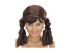 Peruca maro Lolita cu cozi de cal