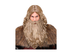 Peruca vikingă cu barbă și mustață